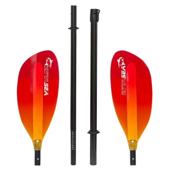 ExtaSea Pro-XL Carbon Vario Doppelpaddel | 220-240cm | 4-teilig | Red-yellow 2 ExtaSea Pro-XL Carbon Vario Doppelpaddel | 220-240cm | 4-teilig | Red-yellow – Bild 2